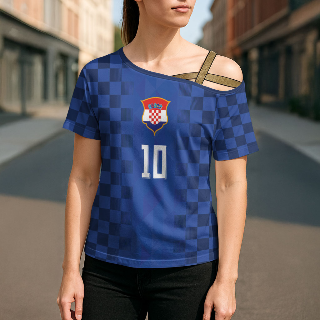 Croatia Football Custom Cross Shoulder Shirt Vatreni Glory 2026 Away Colors
