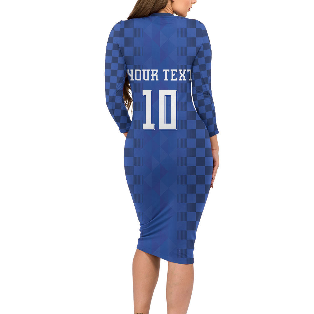 Croatia Football Custom Long Sleeve Bodycon Dress Vatreni Glory 2026 Away Colors