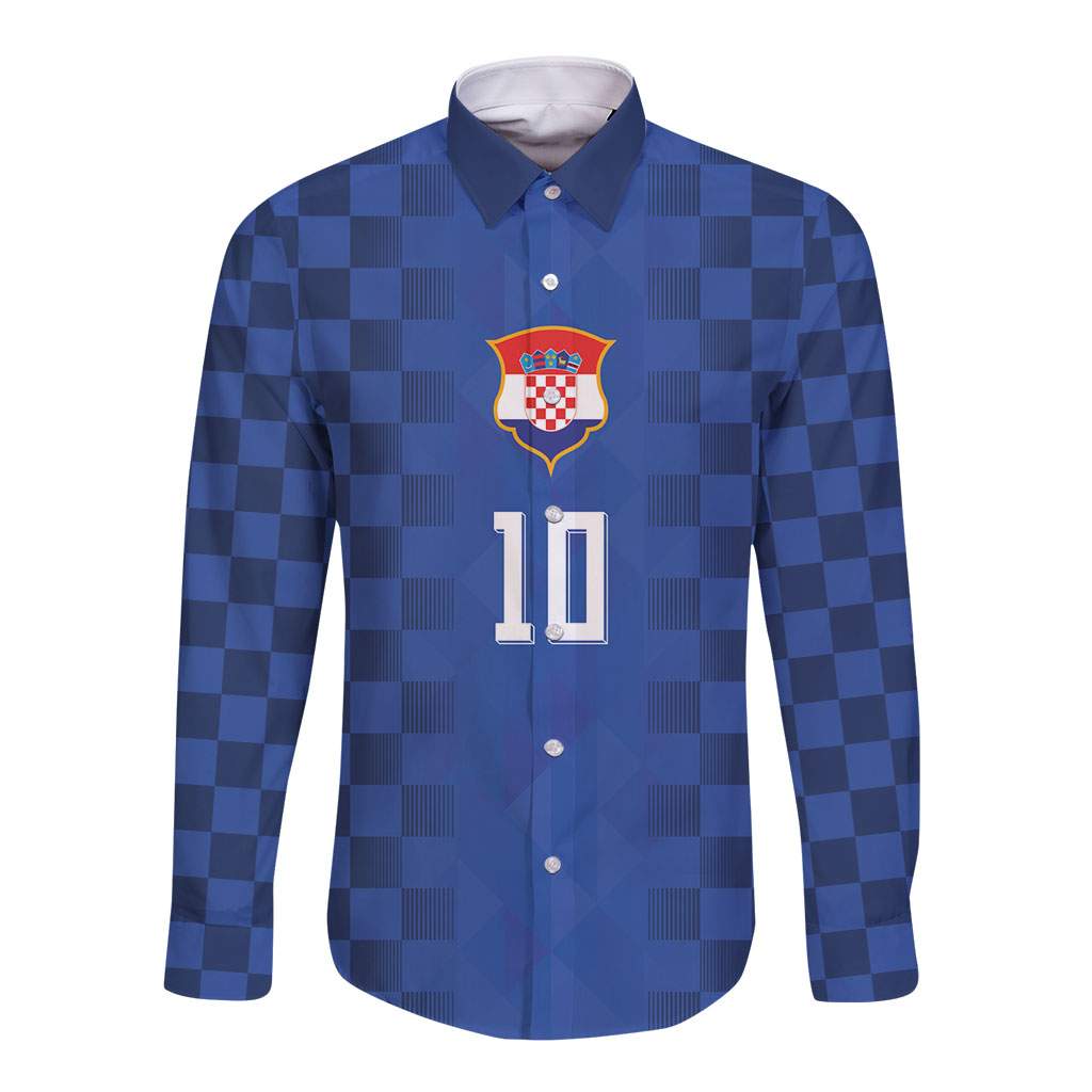Croatia Football Custom Long Sleeve Button Shirt Vatreni Glory 2026 Away Colors