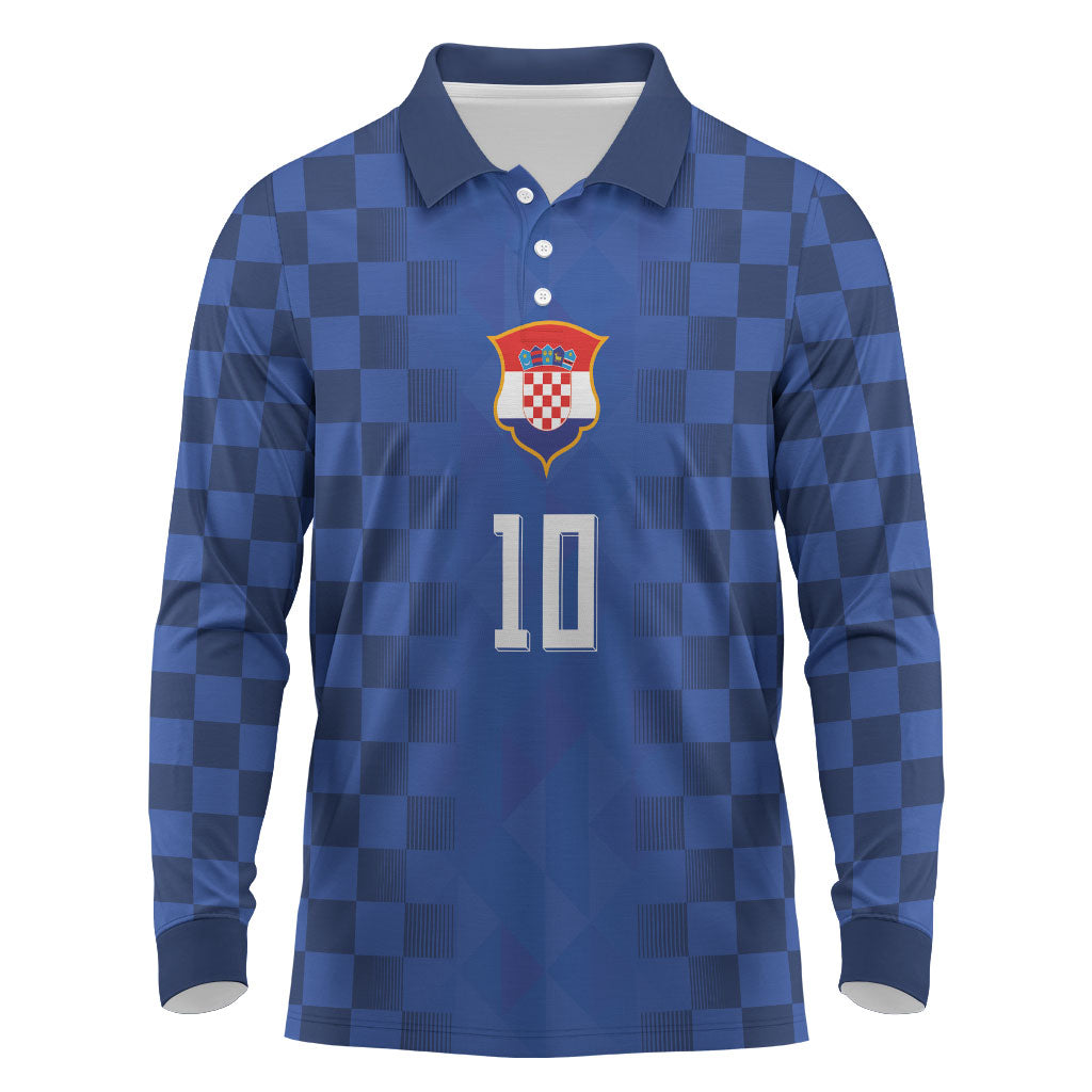 Croatia Football Custom Long Sleeve Polo Shirt Vatreni Glory 2026 Away Colors