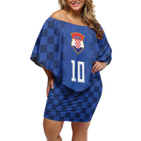 Croatia Football Custom Off Shoulder Short Dress Vatreni Glory 2026 Away Colors