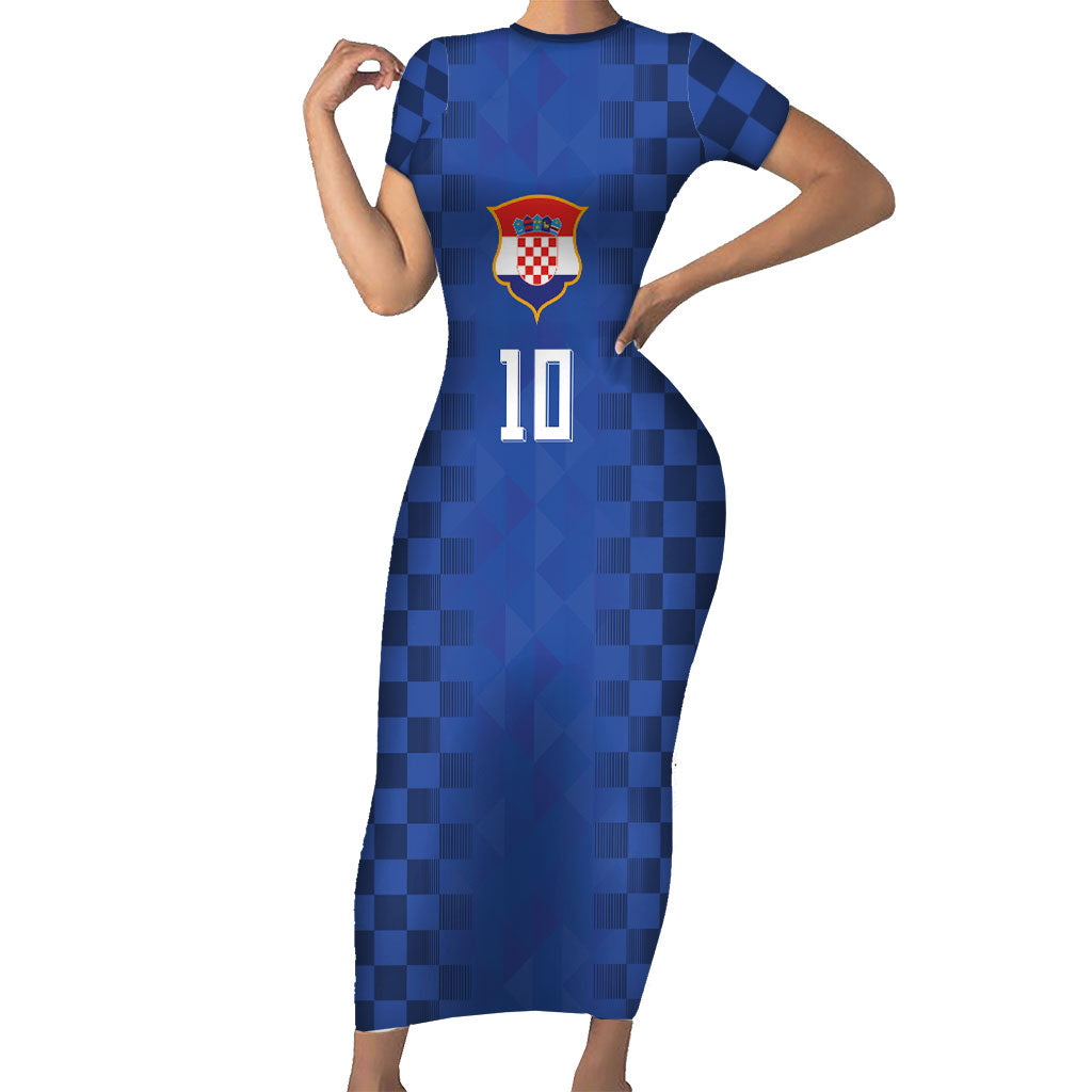 Croatia Football Custom Short Sleeve Bodycon Dress Vatreni Glory 2026 Away Colors