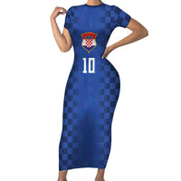 Croatia Football Custom Short Sleeve Bodycon Dress Vatreni Glory 2026 Away Colors