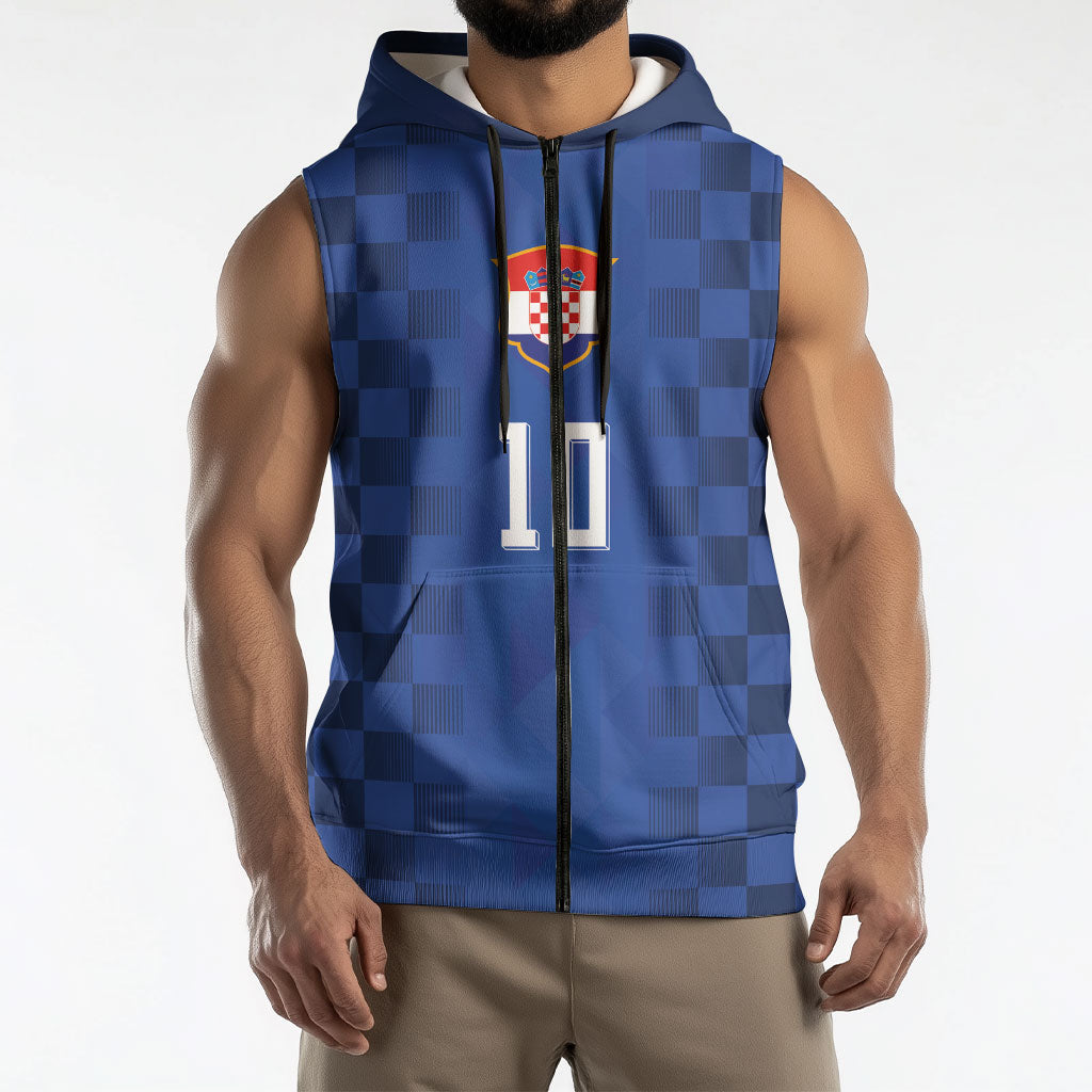 Croatia Football Custom Sleeveless Zip Hoodie Vatreni Glory 2026 Away Colors