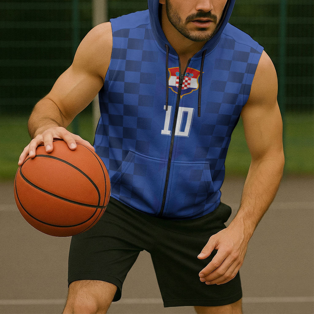 Croatia Football Custom Sleeveless Zip Hoodie Vatreni Glory 2026 Away Colors