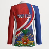 Personalized Haiti and Poland Cultural Fusion Blazer White Eagle and Haitian Independence Symbols