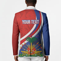Personalized Haiti and Poland Cultural Fusion Blazer White Eagle and Haitian Independence Symbols