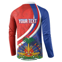 Personalized Haiti and Poland Cultural Fusion Button Sweatshirt White Eagle and Haitian Independence Symbols