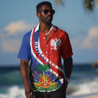 Personalized Haiti and Poland Cultural Fusion Hawaiian Shirt White Eagle and Haitian Independence Symbols
