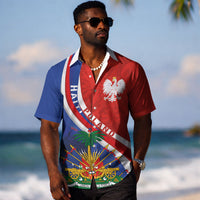 Personalized Haiti and Poland Cultural Fusion Hawaiian Shirt White Eagle and Haitian Independence Symbols LT03