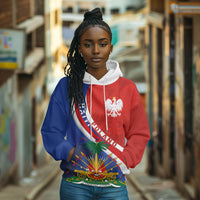 Personalized Haiti and Poland Cultural Fusion Hoodie White Eagle and Haitian Independence Symbols