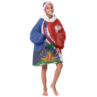Personalized Haiti and Poland Cultural Fusion Kid Wearable Blanket Hoodie White Eagle and Haitian Independence Symbols