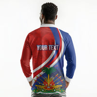 Personalized Haiti and Poland Cultural Fusion Long Sleeve Polo Shirt White Eagle and Haitian Independence Symbols