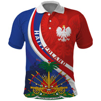 Personalized Haiti and Poland Cultural Fusion Polo Shirt White Eagle and Haitian Independence Symbols