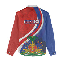 Personalized Haiti and Poland Cultural Fusion Women Casual Shirt White Eagle and Haitian Independence Symbols