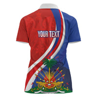Personalized Haiti and Poland Cultural Fusion Women Polo Shirt White Eagle and Haitian Independence Symbols