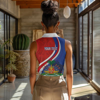 Personalized Haiti and Poland Cultural Fusion Women Sleeveless Polo Shirt White Eagle and Haitian Independence Symbols
