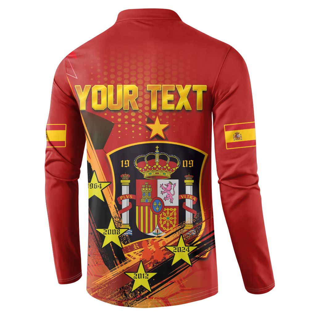 Personalised Spain Football 2024 Button Sweatshirt La Roja The Fourth Time Champion European - Wonder Print Shop