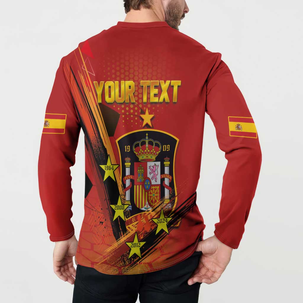 Personalised Spain Football 2024 Button Sweatshirt La Roja The Fourth Time Champion European - Wonder Print Shop