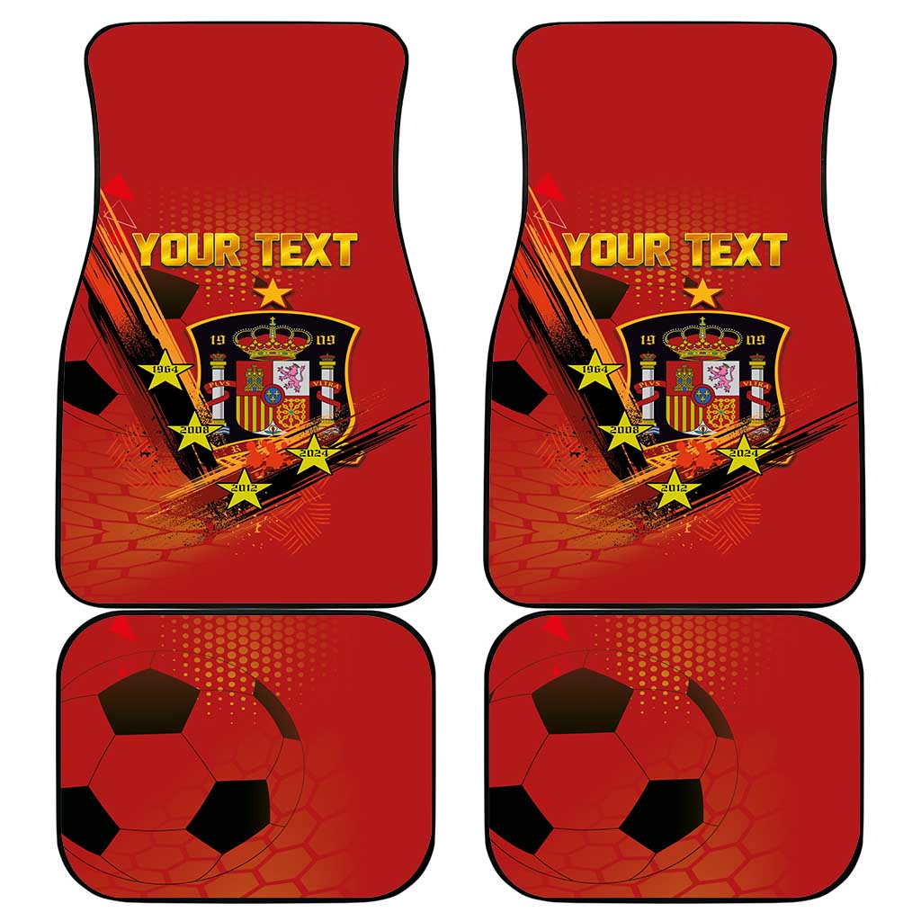 Personalised Spain Football 2024 Car Mats La Roja The Fourth Time Champion European - Wonder Print Shop