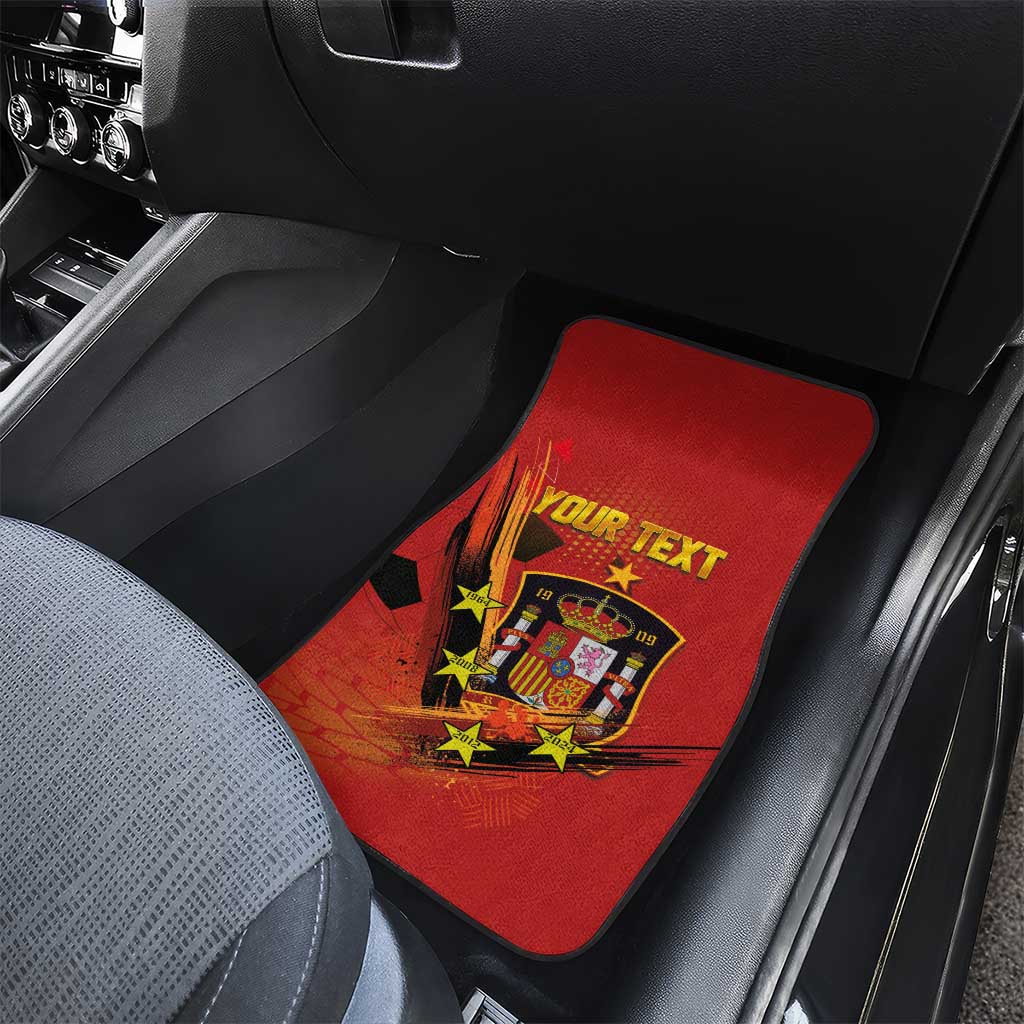 Personalised Spain Football 2024 Car Mats La Roja The Fourth Time Champion European - Wonder Print Shop