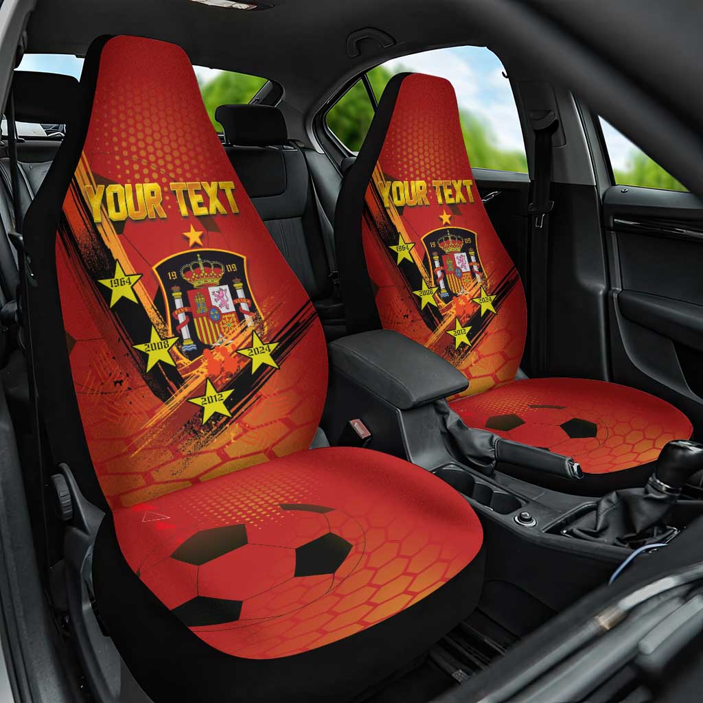 Personalised Spain Football 2024 Car Seat Cover La Roja The Fourth Time Champion European - Wonder Print Shop