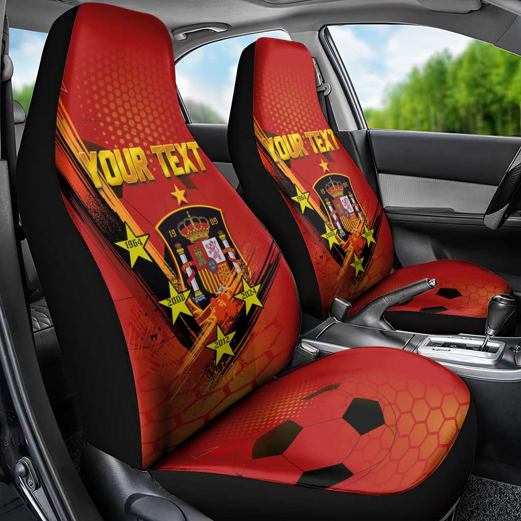 Personalised Spain Football 2024 Car Seat Cover La Roja The Fourth Time Champion European - Wonder Print Shop