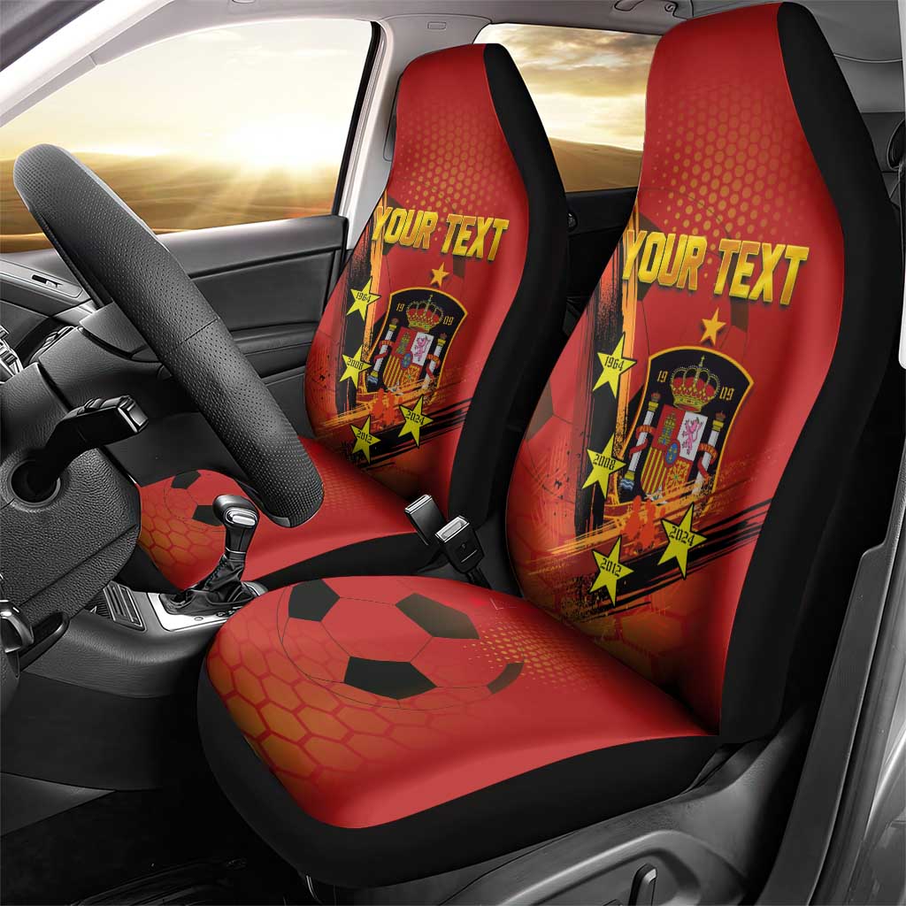 Personalised Spain Football 2024 Car Seat Cover La Roja The Fourth Time Champion European - Wonder Print Shop