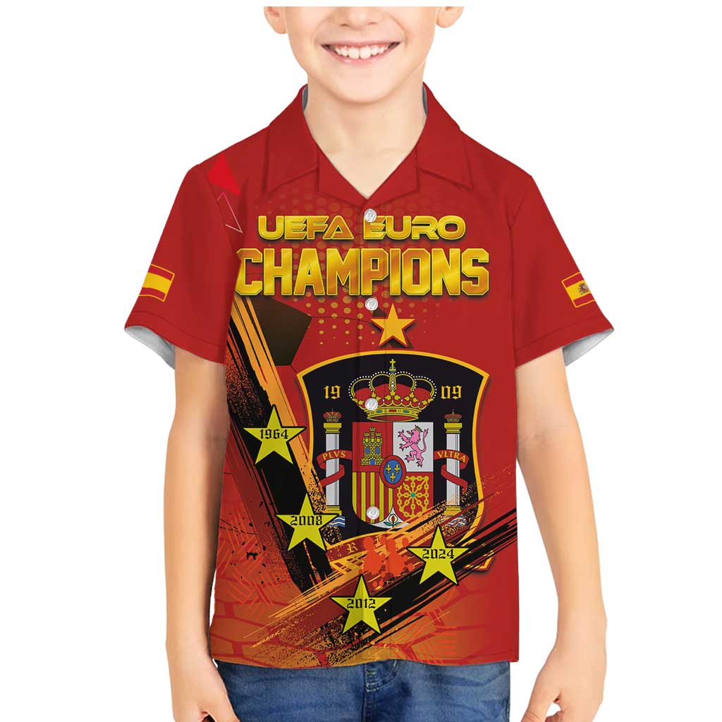 Personalised Spain Football 2024 Family Matching Mermaid Dress and Hawaiian Shirt La Roja The Fourth Time Champion European - Wonder Print Shop