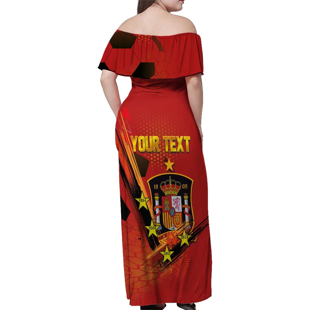 Personalised Spain Football 2024 Family Matching Off Shoulder Maxi Dress and Hawaiian Shirt La Roja The Fourth Time Champion European - Wonder Print Shop