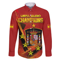 Personalised Spain Football 2024 Family Matching Off Shoulder Short Dress and Hawaiian Shirt La Roja The Fourth Time Champion European - Wonder Print Shop