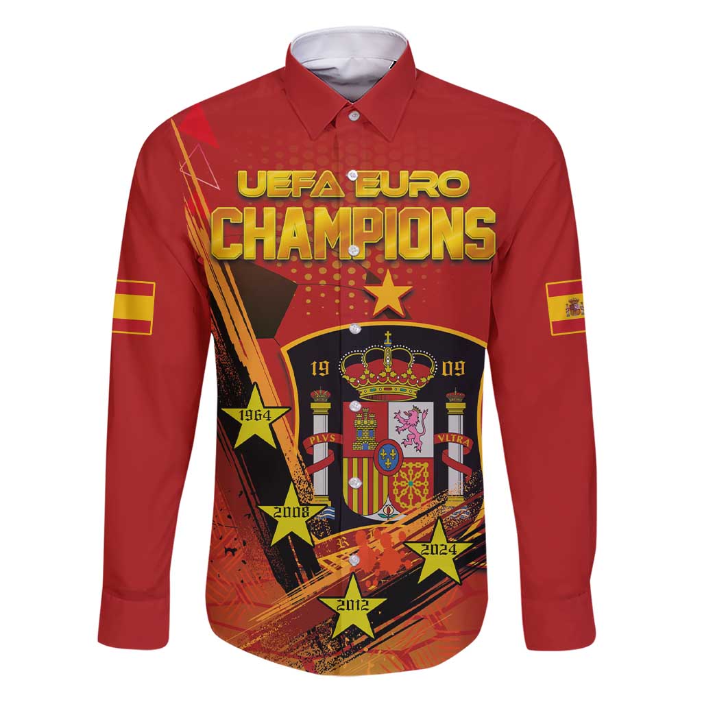 Personalised Spain Football 2024 Family Matching Short Sleeve Bodycon Dress and Hawaiian Shirt La Roja The Fourth Time Champion European - Wonder Print Shop