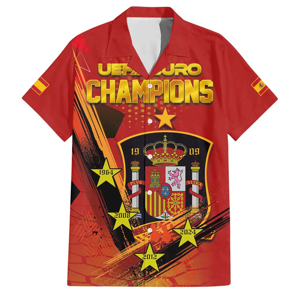 Personalised Spain Football 2024 Hawaiian Shirt La Roja The Fourth Time Champion European - Wonder Print Shop