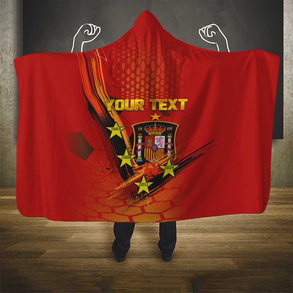 Personalised Spain Football 2024 Hooded Blanket La Roja The Fourth Time Champion European