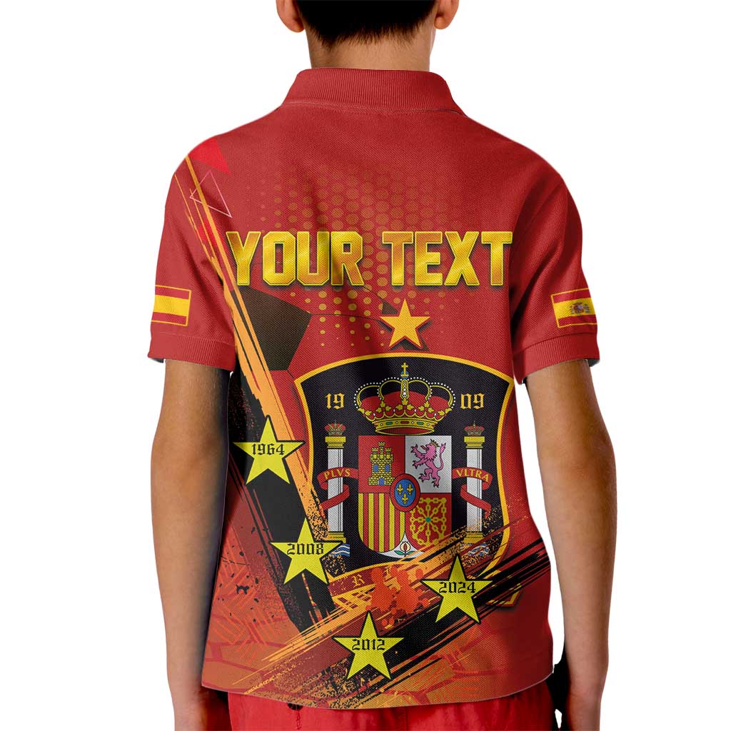 Personalised Spain Football 2024 Kid Polo Shirt La Roja The Fourth Time Champion European - Wonder Print Shop