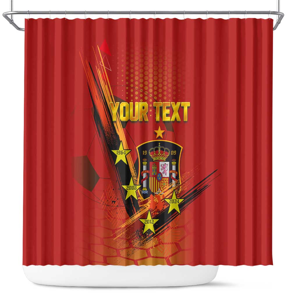 Personalised Spain Football 2024 Shower Curtain La Roja The Fourth Time Champion European