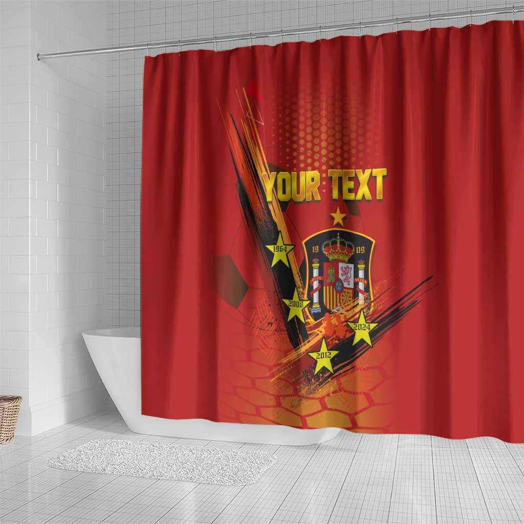 Personalised Spain Football 2024 Shower Curtain La Roja The Fourth Time Champion European