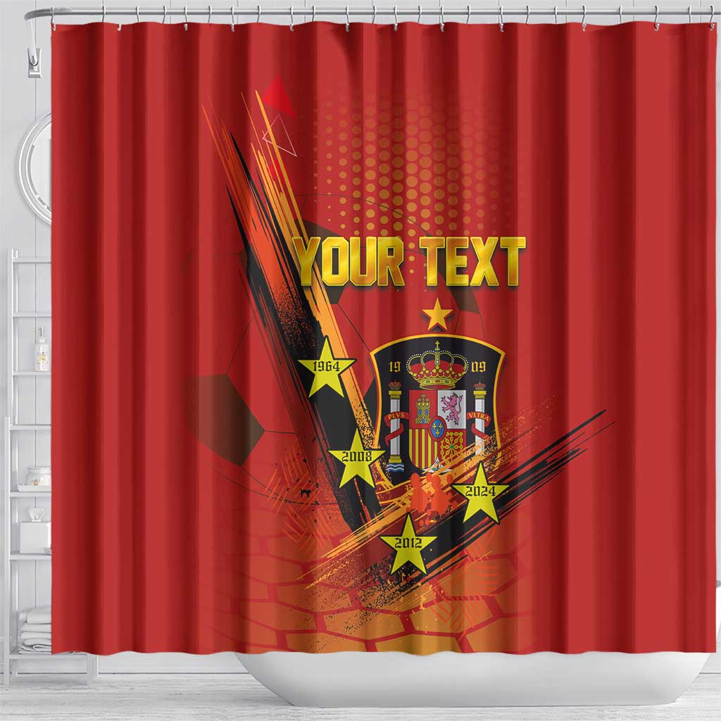 Personalised Spain Football 2024 Shower Curtain La Roja The Fourth Time Champion European