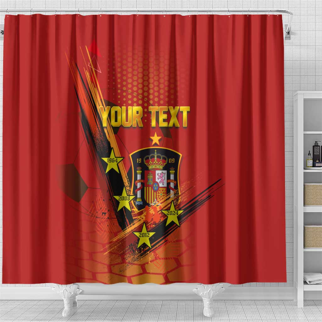 Personalised Spain Football 2024 Shower Curtain La Roja The Fourth Time Champion European