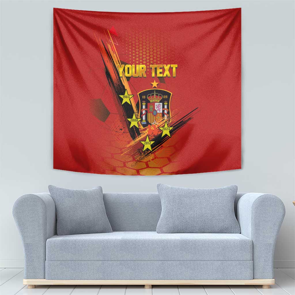 Personalised Spain Football 2024 Tapestry La Roja The Fourth Time Champion European - Wonder Print Shop