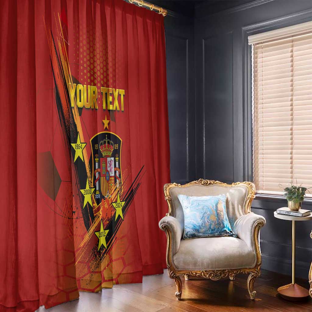 Personalised Spain Football 2024 Window Curtain La Roja The Fourth Time Champion European - Wonder Print Shop