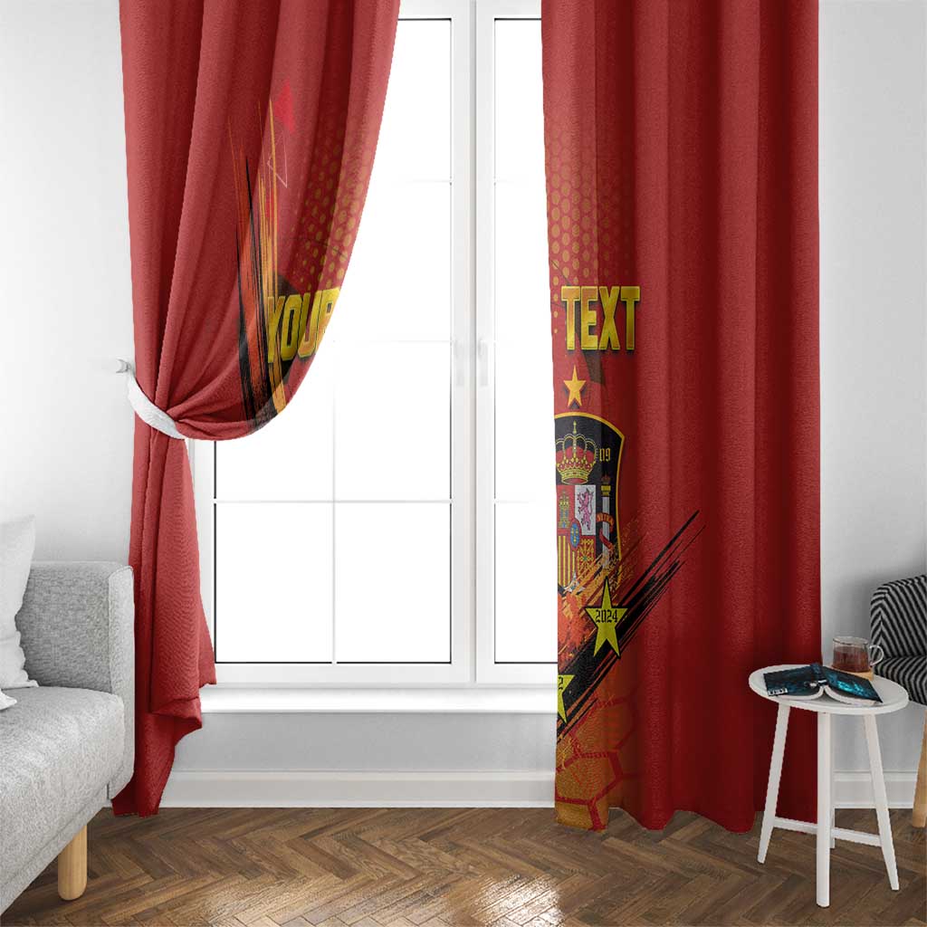 Personalised Spain Football 2024 Window Curtain La Roja The Fourth Time Champion European - Wonder Print Shop
