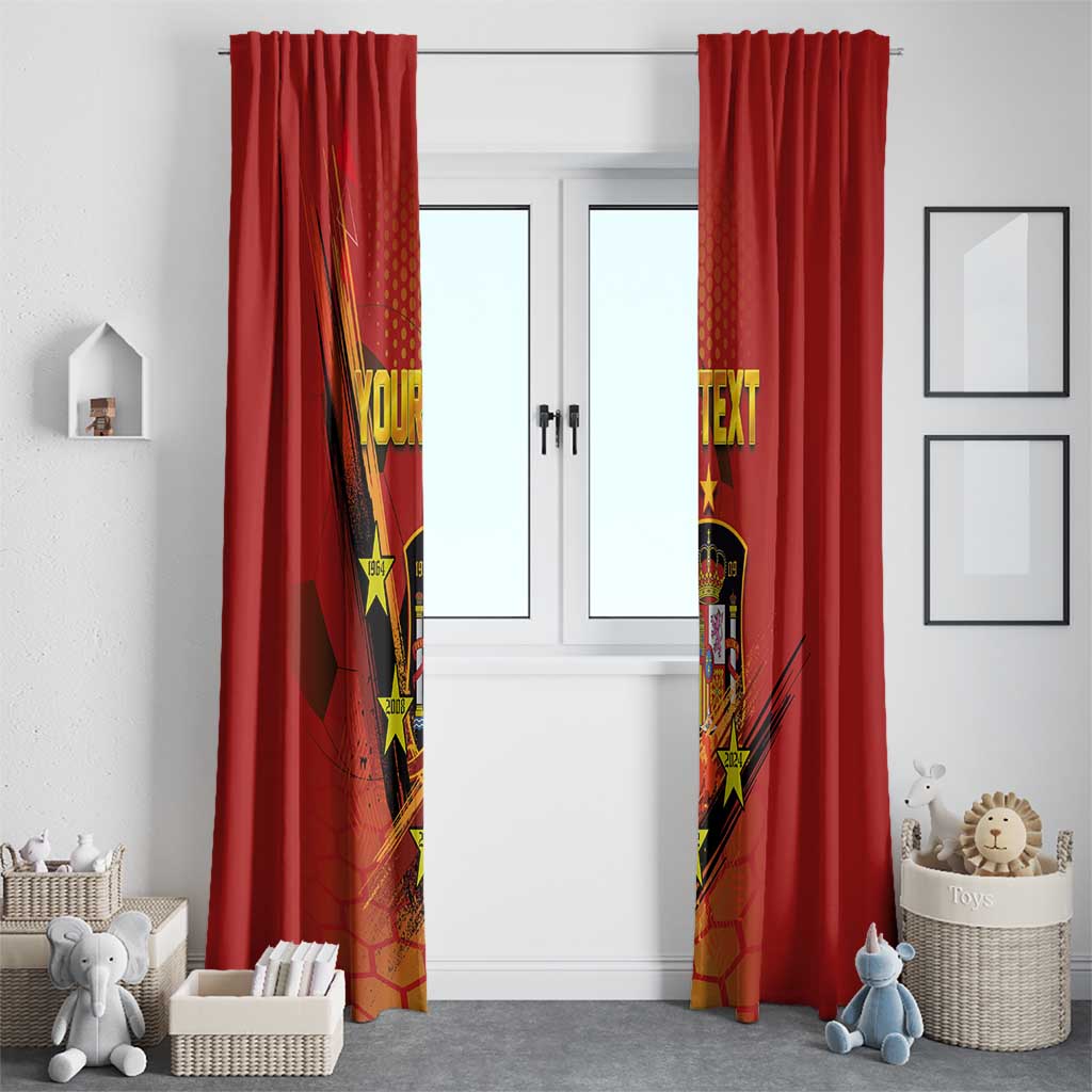 Personalised Spain Football 2024 Window Curtain La Roja The Fourth Time Champion European - Wonder Print Shop