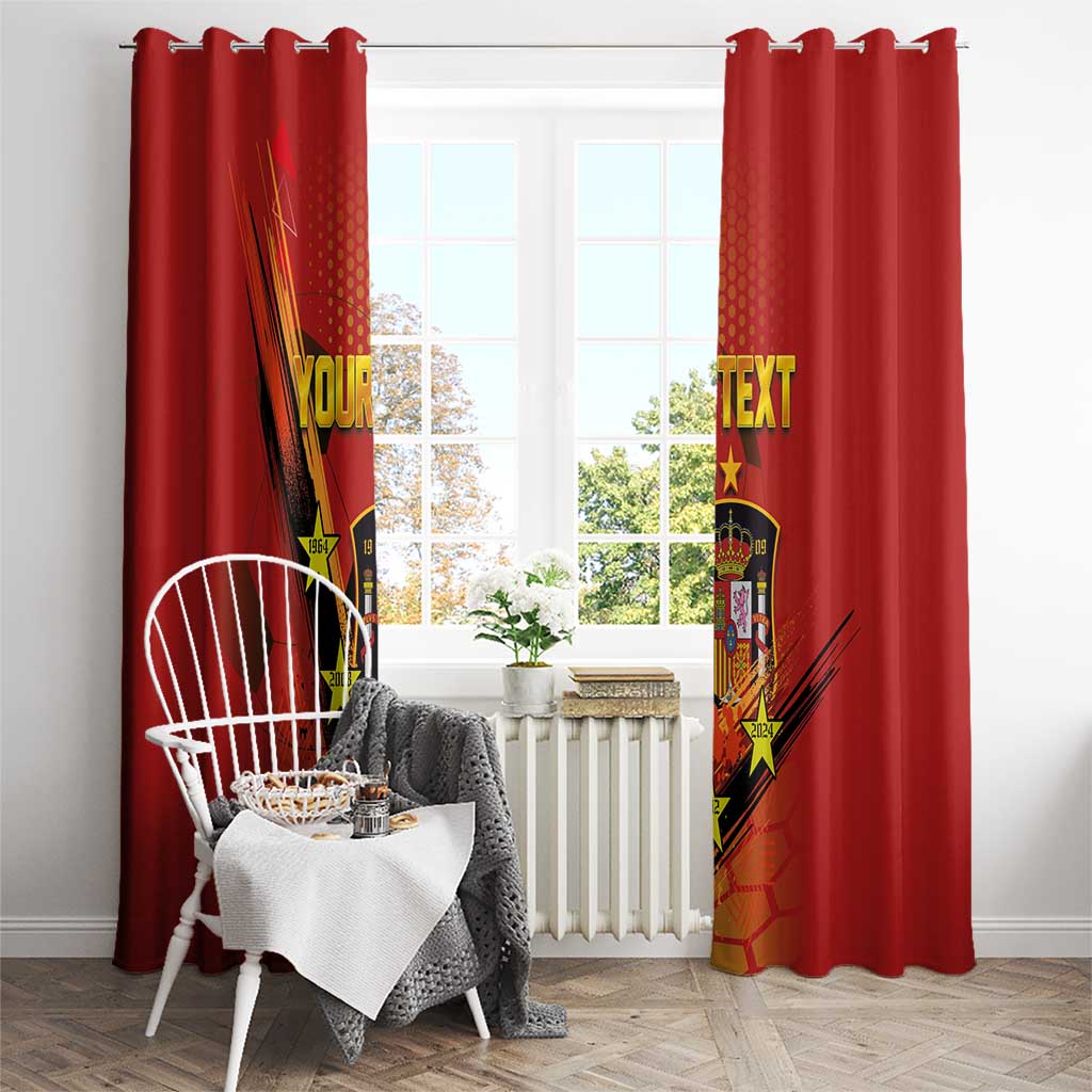 Personalised Spain Football 2024 Window Curtain La Roja The Fourth Time Champion European - Wonder Print Shop
