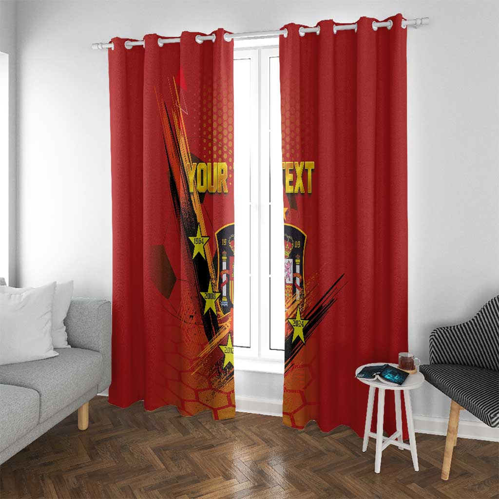 Personalised Spain Football 2024 Window Curtain La Roja The Fourth Time Champion European - Wonder Print Shop
