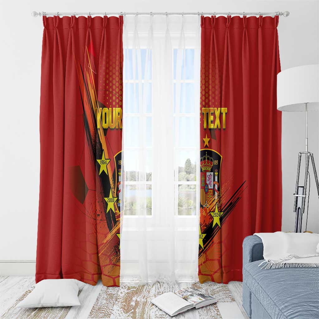 Personalised Spain Football 2024 Window Curtain La Roja The Fourth Time Champion European - Wonder Print Shop