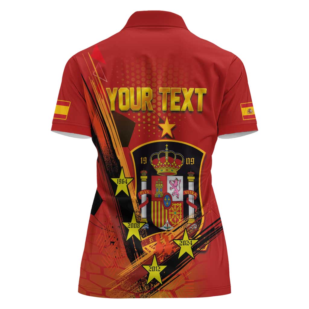 Personalised Spain Football 2024 Women Polo Shirt La Roja The Fourth Time Champion European - Wonder Print Shop