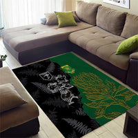 Aotearoa South Africa Rugby Freedom Cup Area Rug Kiwi Warriors Haka with King Protea Symbol - Wonder Print Shop