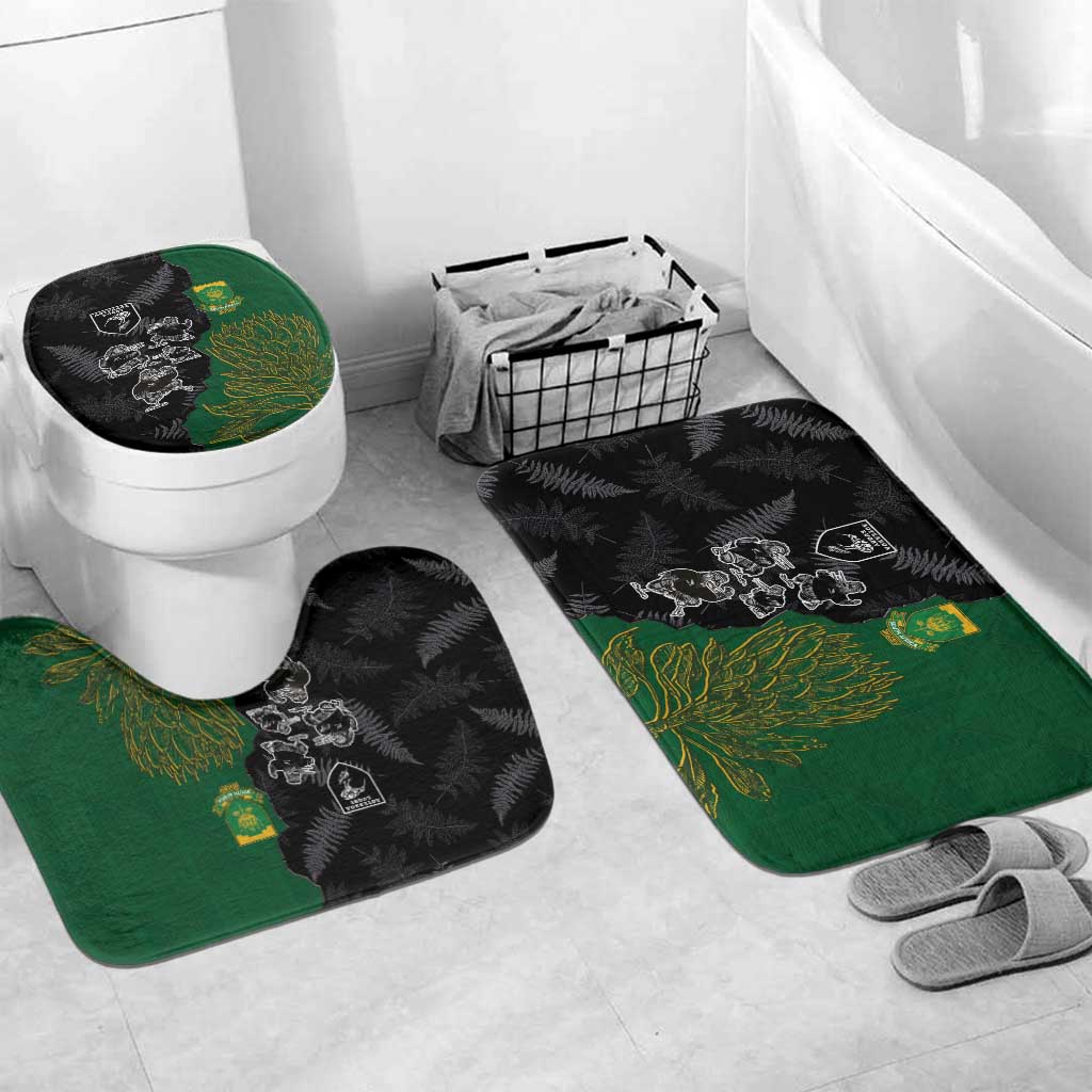 Aotearoa South Africa Rugby Freedom Cup Bathroom Set Kiwi Warriors Haka with King Protea Symbol - Wonder Print Shop