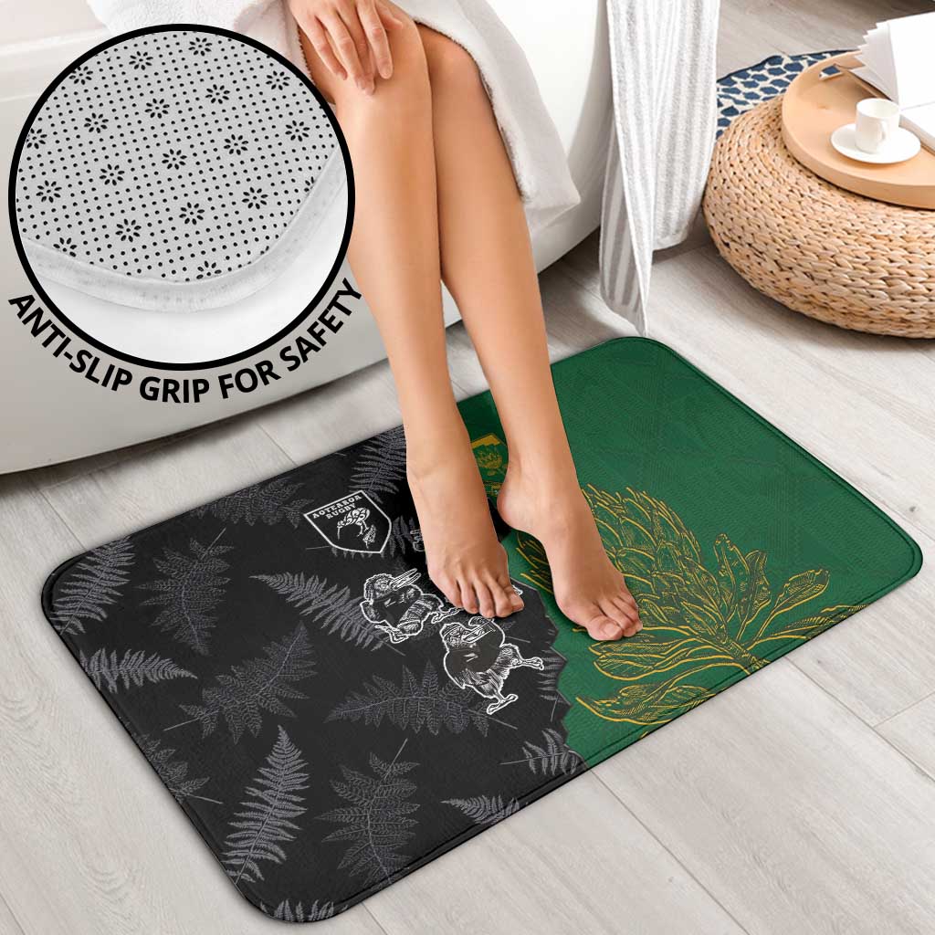 Aotearoa South Africa Rugby Freedom Cup Bathroom Set Kiwi Warriors Haka with King Protea Symbol - Wonder Print Shop